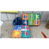 Image 1 : Children's Foam Interlocking Floor Mats and Blue Rubber Rings