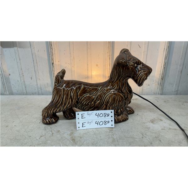Ceramic Scottie Dog Lamp with Light Bulb and Power Cord