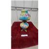 Image 1 : Antique "Gone With the Wind" Parlor Lamp with Hand-Painted Rose Globes and Cast Metal Base