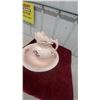 Image 6 : Vintage Pink Ceramic Pitcher and Basin Washstand Set with Rose Floral Motif