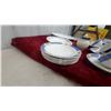 Image 8 : Assorted Porcelain Tea and Dinnerware: 6 Cups, 6 Saucers, 6 Dinner Plates, Creamer, and Platter