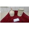 Image 1 : Vintage Stoneware "Salt" Crock with Lid and small beehive jug