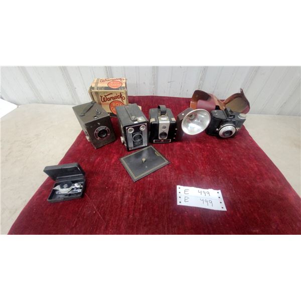Vintage Cameras: Warwick Box, Kodak Brownie Six-20 Model D, Coronet Flex