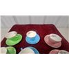 Image 5 : Six Vintage wade Porcelain Teacup and Saucer Sets in Green, Blue, and Pink with Gold Rims