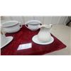 Image 5 : Antique White Ceramic Wash Pitchers with Basins and Chamber Pots