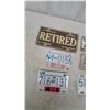 Image 2 : Vintage BC and Manitoba License Plates, “Retired” Novelty Sign, and Cobra Frame