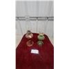 Image 1 : Pair of Vintage Depression Glass Kerosene Oil Lamps, Amber Ribbed Base and Green Ribbed Fount