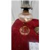 Image 2 : Pair of Vintage Depression Glass Kerosene Oil Lamps, Amber Ribbed Base and Green Ribbed Fount