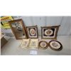 Image 1 : Vintage Framed Needlepoint Florals, Bird, Portraits, and Oak-Framed Mirror