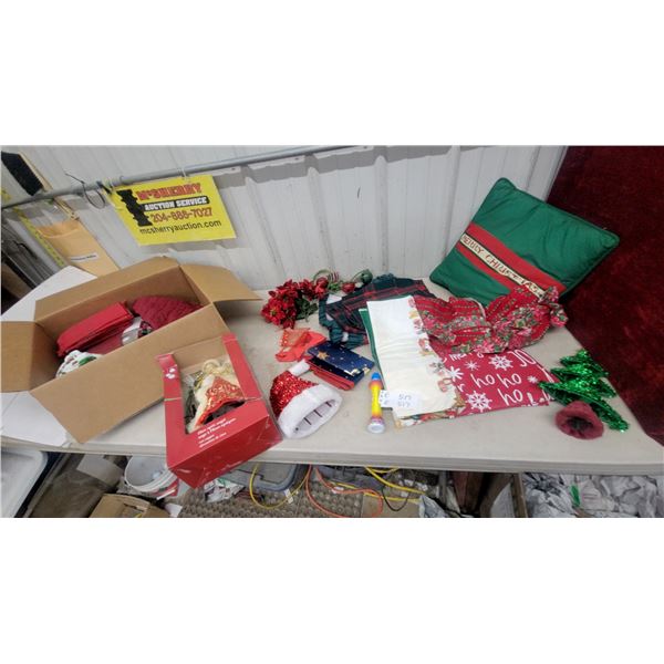 Fibre Optic Angel Tree Topper, Christmas Stockings, Santa Hat, Poinsettias, Pillow and table cloths