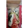 Image 3 : Fibre Optic Angel Tree Topper, Christmas Stockings, Santa Hat, Poinsettias, Pillow and table cloths