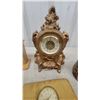 Image 4 : United Electric Wooden Mantel Clock with Floral Carvings and Ornate Gilt Clocks
