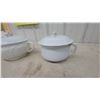 Image 3 : Pair of White Ceramic Covered Chamber Pots, Embossed and Smooth Designs