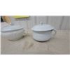 Image 4 : Pair of White Ceramic Covered Chamber Pots, Embossed and Smooth Designs