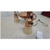 Image 2 : Vintage Copper-Toned Ceiling Fixture with Amber Fluted Glass Shades, Early 20th Century
