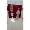 Image 1 : Two Vintage Oil Lamps, Blue/White Swirl Art Glass with Milk Glass Base and Pressed Glass Etched