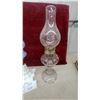 Image 2 : Two Vintage Oil Lamps, Blue/White Swirl Art Glass with Milk Glass Base and Pressed Glass Etched