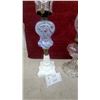 Image 5 : Two Vintage Oil Lamps, Blue/White Swirl Art Glass with Milk Glass Base and Pressed Glass Etched