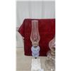 Image 6 : Two Vintage Oil Lamps, Blue/White Swirl Art Glass with Milk Glass Base and Pressed Glass Etched
