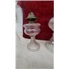 Image 4 : Antique Clear Pressed Glass Oil Lamps, Set of Three
