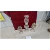 Image 5 : Antique Clear Pressed Glass Oil Lamps, Set of Three
