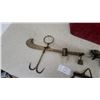 Image 2 : 3 Antique Brass Steelyard Scales, Cast Iron Hanging Scale, and Meat Scale