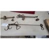 Image 4 : 3 Antique Brass Steelyard Scales, Cast Iron Hanging Scale, and Meat Scale