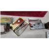 Image 3 : Vintage Boston KS Desktop Pencil Sharpener with Hand-Crank, plus Compass Sets and Cash Box