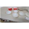 Image 5 : Fire-King Milk Glass Gold Trim Bowls, Pyrex Ramekins, and Milk Glass Hen