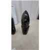 Image 5 : Marble Figural Sculpture, Carved Stone Otter Figurine, Two Obsidian Carvings and Framed Loon Print
