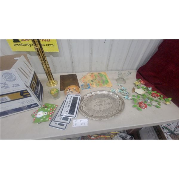 Vintage Old Style Lager Embossed Oval Advertising Tray, Metal Floral Decor, Glassware