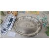 Image 4 : Vintage Old Style Lager Embossed Oval Advertising Tray, Metal Floral Decor, Glassware