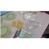 Image 6 : Vintage Depression Glass Plates, Silver Plate Toast Rack, Tea Infusers, Glassware