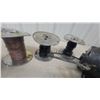 Image 3 : Electric Motor with V-Belt Pulley, Smaller HVAC Blower Motor and 4 partial Spools of Wire