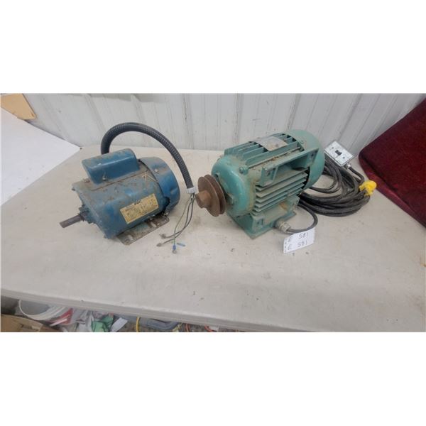 SEC 1 Horsepower 1725 RPM and Brook Crompton Parkinson EL145T 1.5 Horsepower Electric Motors