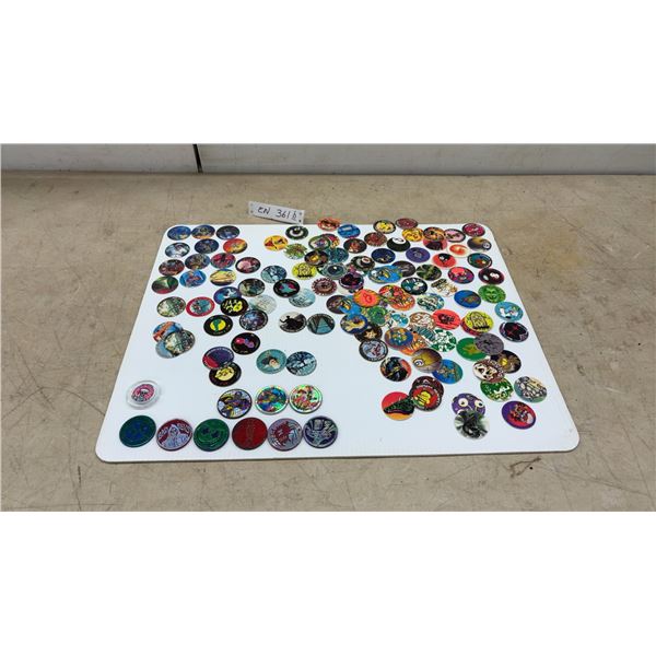 Large Lot of Pogs and Slammers, including Holographic, Metal, and Plastic Slammers