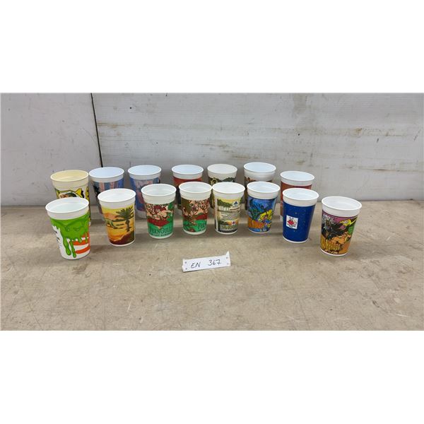 Vintage Fast Food and Pizza Hut Collector Cups: FernGully, Dinosaurs, Marvel, Nickelodeon