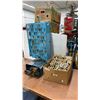 Image 1 : Curtis Industries Key Duplicator Machine, Key Blank Display Board, and Box of Key Blanks