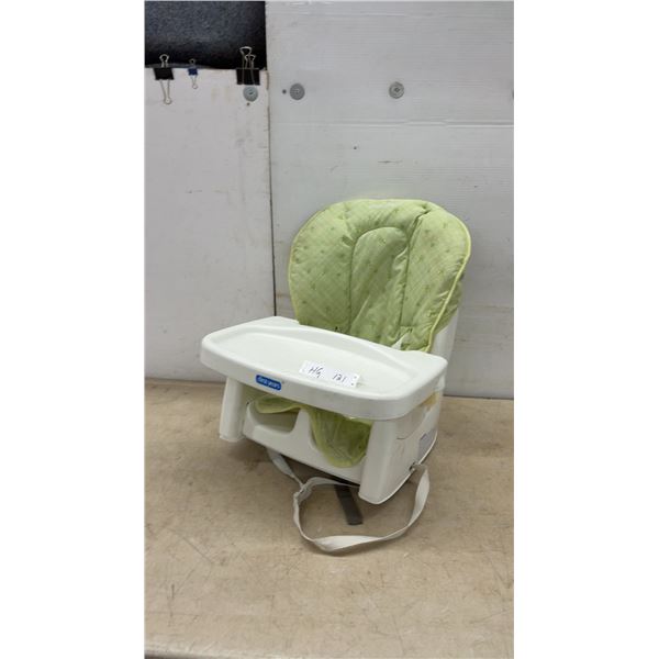 The First Years Green and White Baby Booster Seat with Tray and Straps