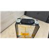 Image 3 : Cable Reel Stand and Spool Holder, Black and Yellow Metal Construction, Handle, Spring-Loaded Arms