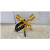 Image 5 : Cable Reel Stand and Spool Holder, Black and Yellow Metal Construction, Handle, Spring-Loaded Arms