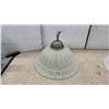 Image 2 : Lot of 3 Assorted Pendant Light Fixtures with Frosted Glass Shades, Brass and Brushed Nickel Caps