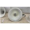 Image 7 : Lot of 3 Assorted Pendant Light Fixtures with Frosted Glass Shades, Brass and Brushed Nickel Caps