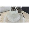 Image 8 : Lot of 3 Assorted Pendant Light Fixtures with Frosted Glass Shades, Brass and Brushed Nickel Caps