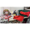 Image 1 : Nativity Scene ceramic Christmas Wreath, Tree Skirt, Snowman Figures, Outdoor Lights, Santa’s Bag