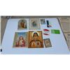 Image 6 : Box of Old Religious Items Including Prayer Cards, Pamphlets, Photographs, Crucifix