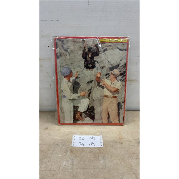 1956 Built-Rite Johnny Weissmuller Jungle Jim Photo Puzzle #1229, 13 1/2 × 11”