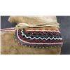 Image 6 : Vintage Cree Style Handcrafted Moccasins Heavily Beaded with Geometric Red, White, Black and Green