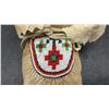 Image 7 : Vintage Cree Style Handcrafted Moccasins Heavily Beaded with Geometric Red, White, Black and Green
