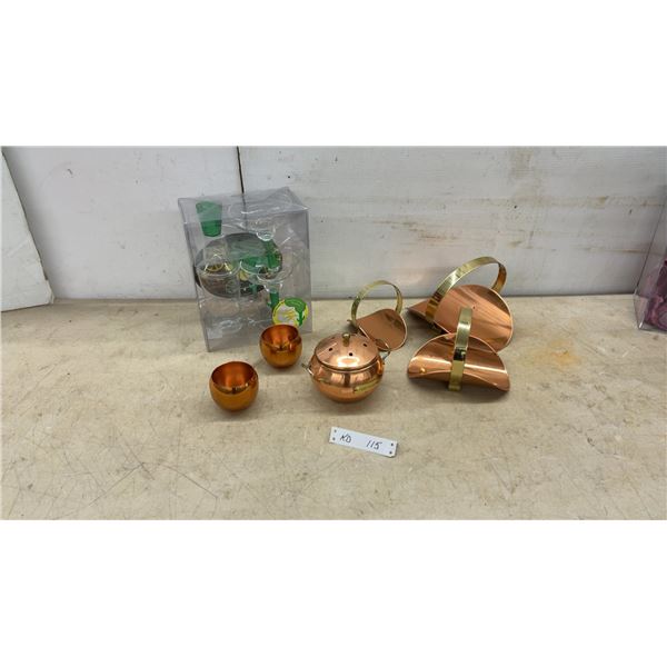 Margarita Gift Set with Shaker, Margarita and Shot Glasses, Appetizer Plate, and Coppercraft style